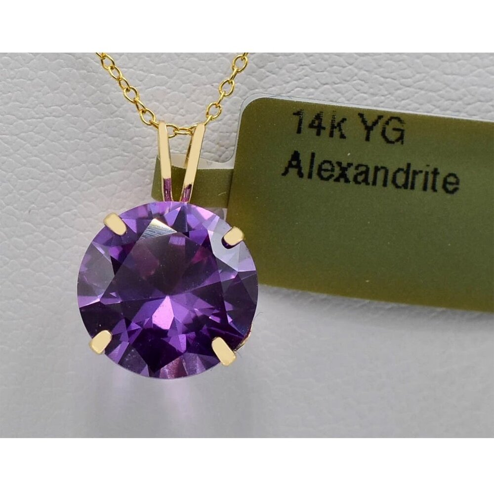 Created 5.40 Cts Alexandrite Pendant 14k Solid Gold